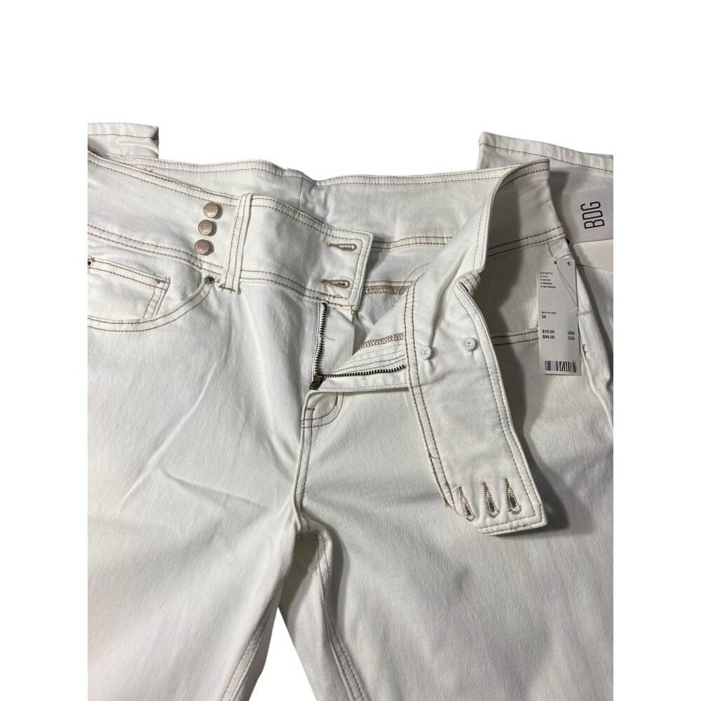 BDG Y2K Urban Outfitters Womens High-Rise  Belted Bootcut 32” Waist Jeans  White - Picture 3 of 10